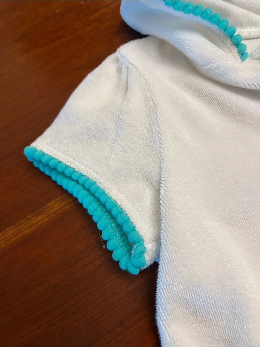 Cat & Jack White Hooded Zip-Up Swim Cover Up with Turquoise Trim